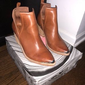 Jeffrey Campbell Cromwell Leather Cognac Bootie